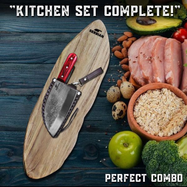 Original Serbian Chef Knife with Cutting Board 2 pcs Set