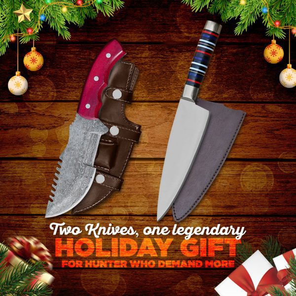 Conquer the Outdoors – Premium 2pc Hunting Knife Gift Set for Christmas