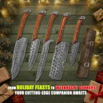 Damascus Craft 5 pcs Chef Set with Leather Roll