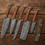 Damascus Craft 5 pcs Chef Set with Leather Roll