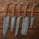 Damascus Craft 5 pcs Chef Set with Leather Roll